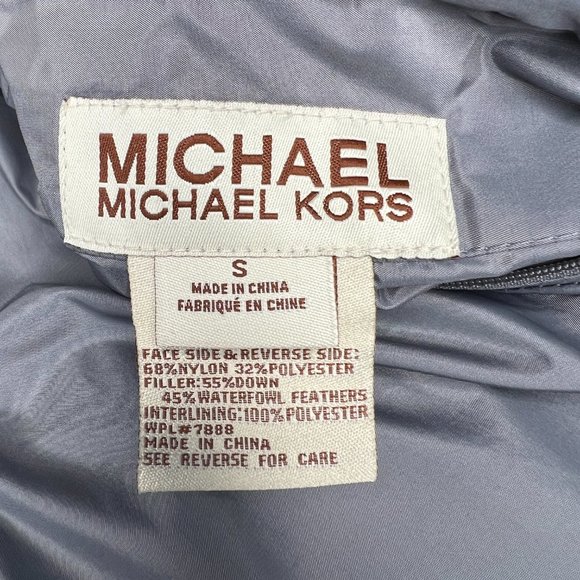 MICHAEL Michael Kors Multi Pocket Reversible Puffer Jacket Blue Grey Size S - Picture 3 of 17